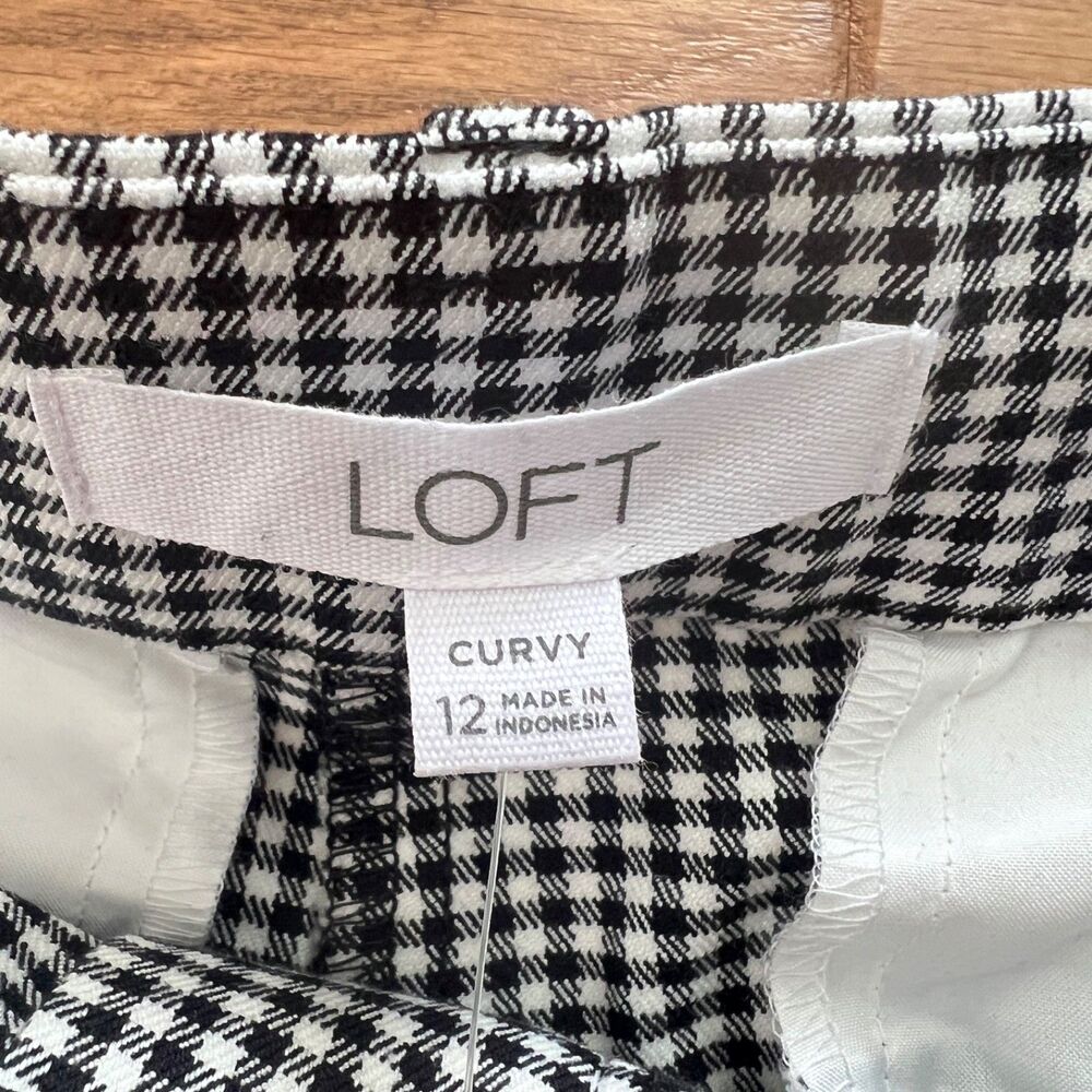 NWT Loft The Riviera Slim Pants Size 12 Curvy Black/White Houndstooth - Picture 4 of 12